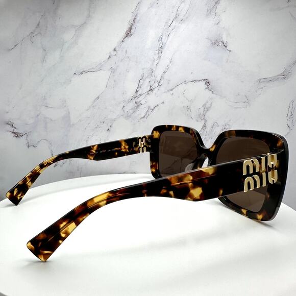New MIU MIU Sunglasses Brown Square Gold Full Rim 56mm MIU MIU - Picture 12 of 15